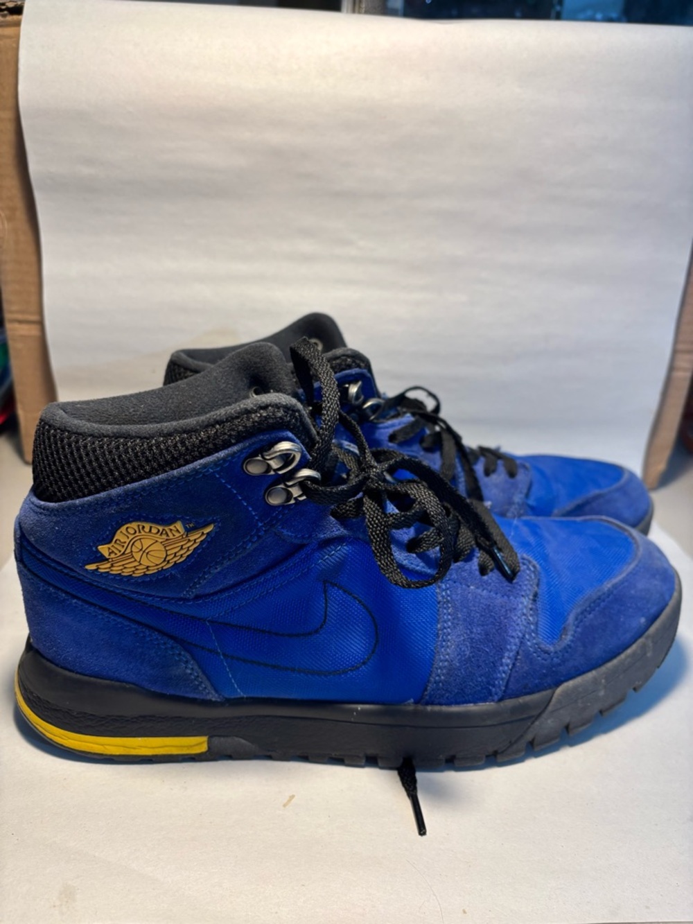 Nike Air Jordan 1 Retro LANEY OG 10 GSW Warriors Trek Boots Royal Blue Maize V 5